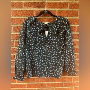 Loft XS floral blouse ruffles cottage
